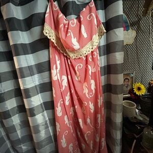 Newbury Kustom Red and White seahorse Print Maxi Dress